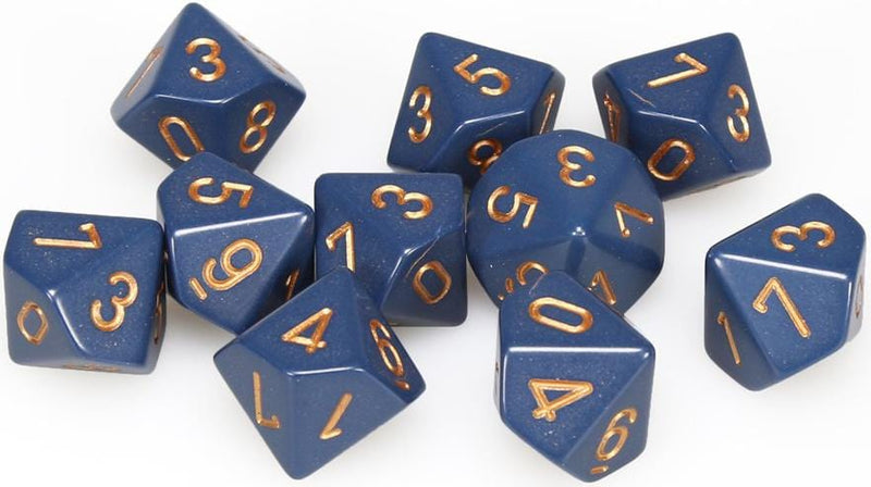 10 D10 Opaque Dice Dusty Blue with Copper - CHX25226 - Abyss Game Store