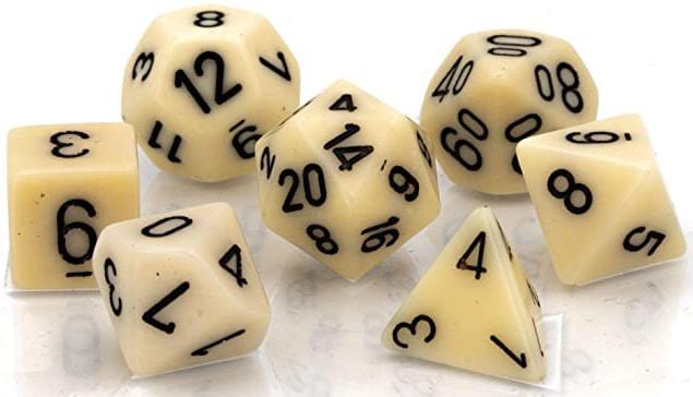 7 Polyhedral Dice Set Opaque Ivory / Black - CHX25400