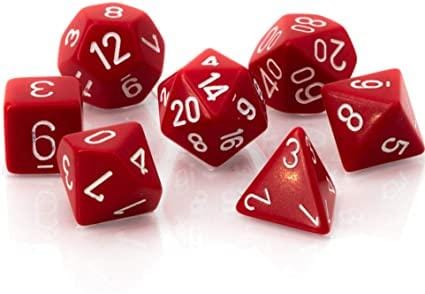 7 Polyhedral Dice Set Opaque Red / White - CHX25404