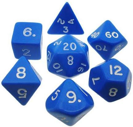 7 Polyhedral Dice Set Opaque Blue / White - CHX25406