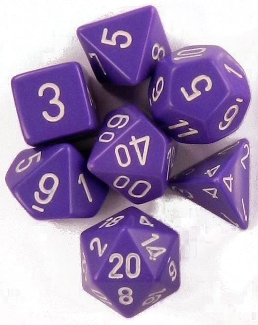 7 Polyhedral Dice Set Opaque Purple / White - CHX25407