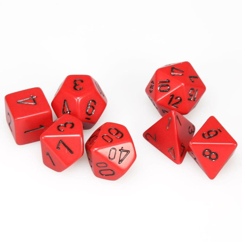 7 Polyhedral Dice Set Opaque Red with Black - CHX25414