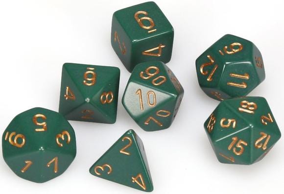 7 Polyhedral Dice Set Opaque Dusty Green / Copper - CHX25415