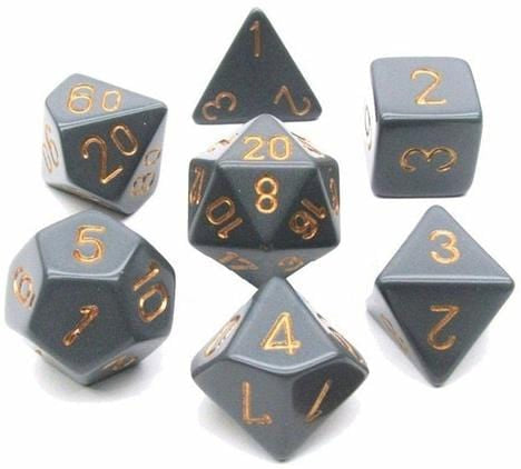 7 Polyhedral Dice Set Opaque Dark Grey / Copper - CHX25420