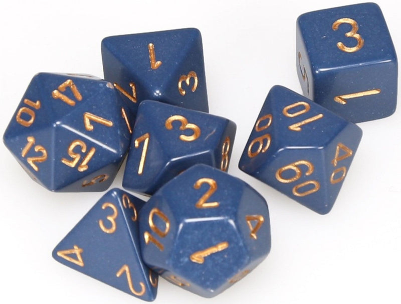 7 Polyhedral Dice Set Opaque Dusty Blue / Copper - CHX25426