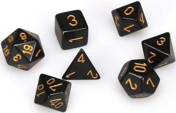 7 Polyhedral Dice Set Opaque Black / Gold - CHX25428