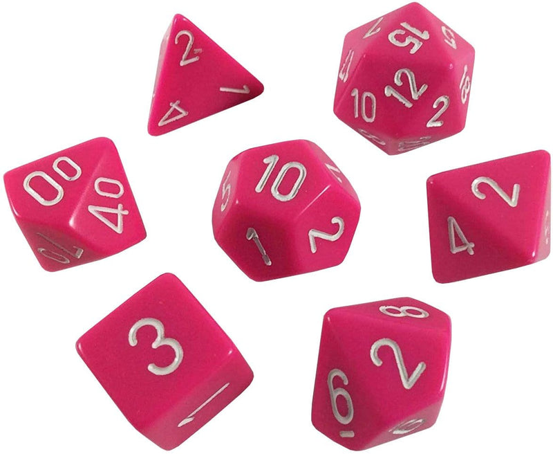 7 Polyhedral Dice Set Opaque Pink / White - CHX25444