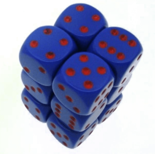 12 D6 Opaque 16mm Dice Purple w/red - CHX25617 - Abyss Game Store