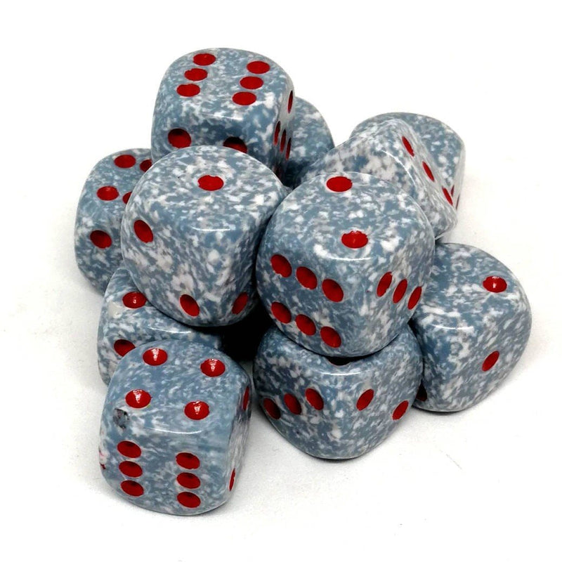 12 D6 Speckled 16mm Dice Air w/Red - CHX25700 - Abyss Game Store