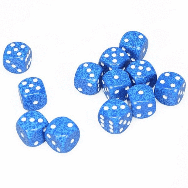 12 D6 Speckled 16mm Dice Water - CHX25706 - Abyss Game Store