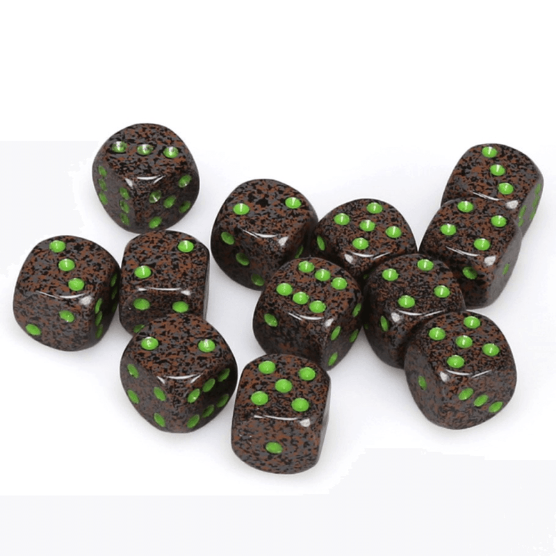 12 D6 Speckled 16mm Dice Earth - CHX25710 - Abyss Game Store