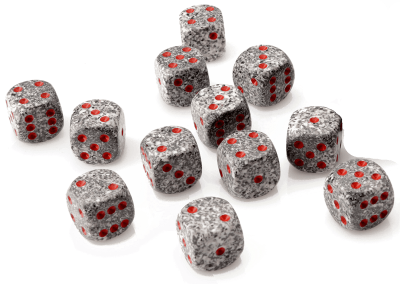 12 D6 Speckled 16mm Dice Granite - CHX25720 - Abyss Game Store