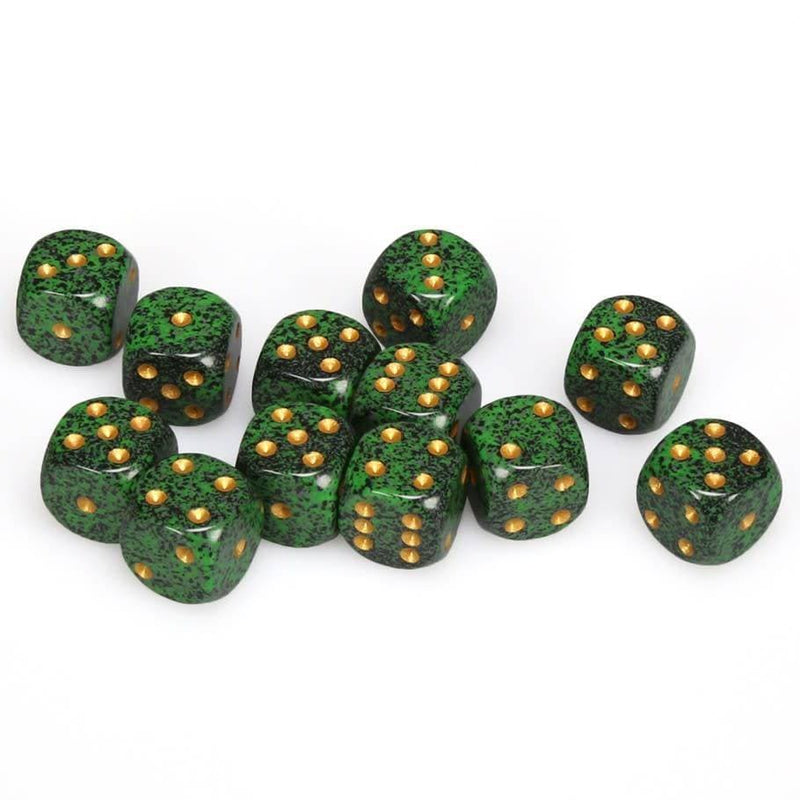 12 D6 Speckled 16mm Dice Golden Recon - CHX25735 - Abyss Game Store