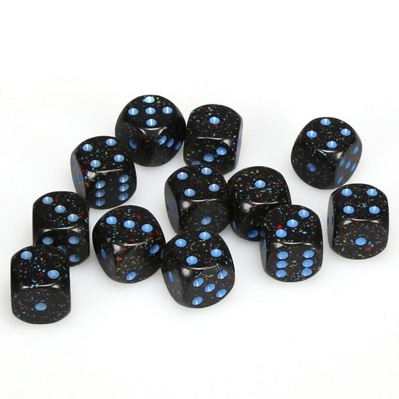 12 D6 Speckled 16mm Dice Blue Stars - CHX25738 - Abyss Game Store