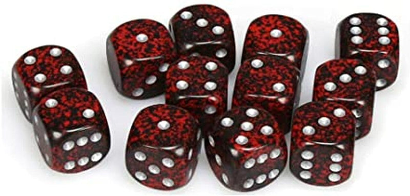 12 D6 Speckled 16mm Dice Silver Volcano - CHX25744 - Abyss Game Store