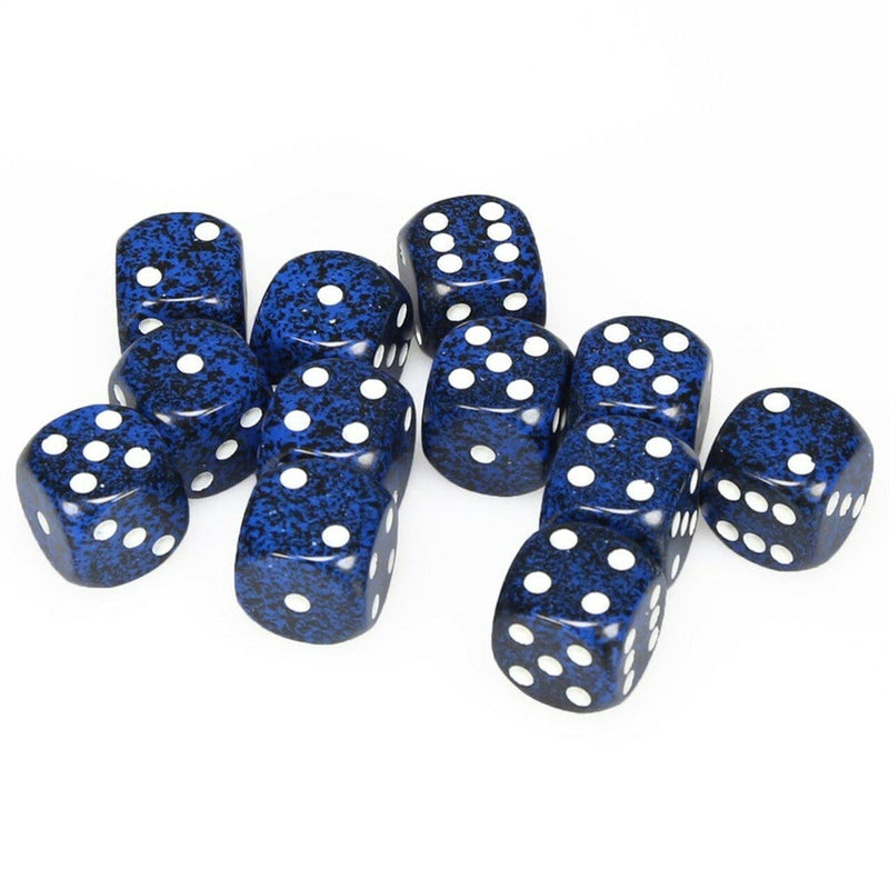 12 D6 Speckled 16mm Dice Stealth - CHX25746 - Abyss Game Store