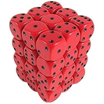 36 D6 Opaque 12mm Dice Red w/Black - CHX25814