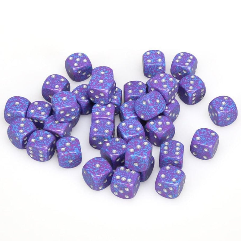 36 D6 Speckled 12mm Dice Silver Tetra - CHX25947
