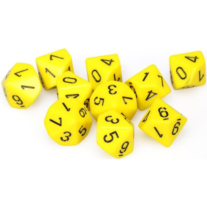 10 D10 Opaque Dice Yellow with Black - CHX26202 - Abyss Game Store