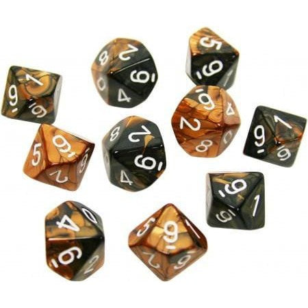 10 D10 Gemini Dice Black-Copper with White - CHX26227 - Abyss Game Store
