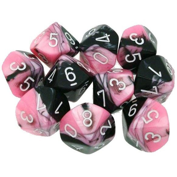 10 D10 Gemini Dice Black-Pink with White - CHX26230 - Abyss Game Store