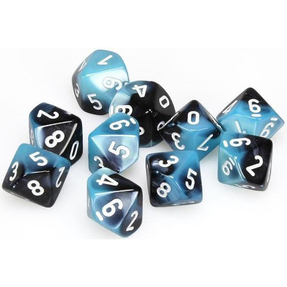 10 D10 Gemini Dice Black-Shell with White - CHX26246 - Abyss Game Store