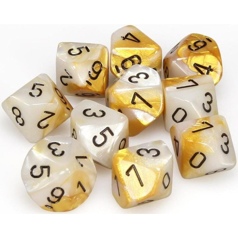 10 D10 Gemini Dice Gold-White with Black - CHX26248 - Abyss Game Store