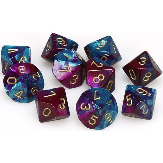 10 D10 Gemini Dice Purple Teal with Gold - CHX26249 - Abyss Game Store