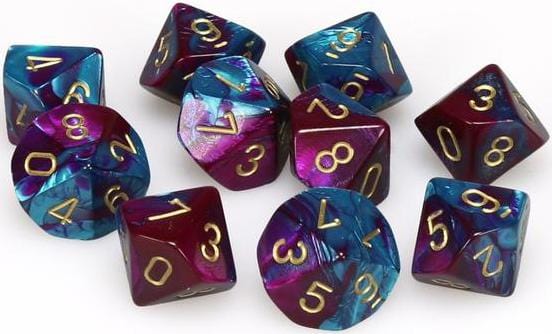 10 D10 Gemini Dice Purple Teal with Gold - CHX26249 - Abyss Game Store