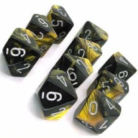 10 D10 Gemini Dice Black-Gold with Silver - CHX26251 - Abyss Game Store