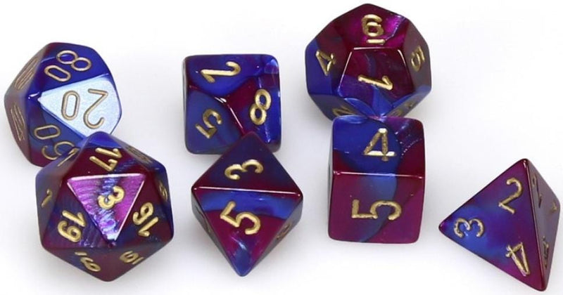 7 Polyhedral Dice Set Gemini Blue-Purple / Gold - CHX26428