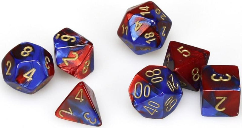 7 Polyhedral Dice Set Gemini Blue-Red / Gold - CHX26429