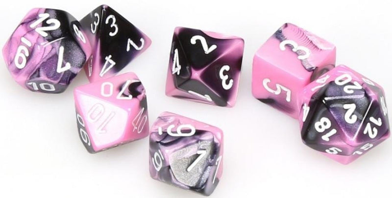 7 Polyhedral Dice Set Gemini Black-Pink / White - CHX26430