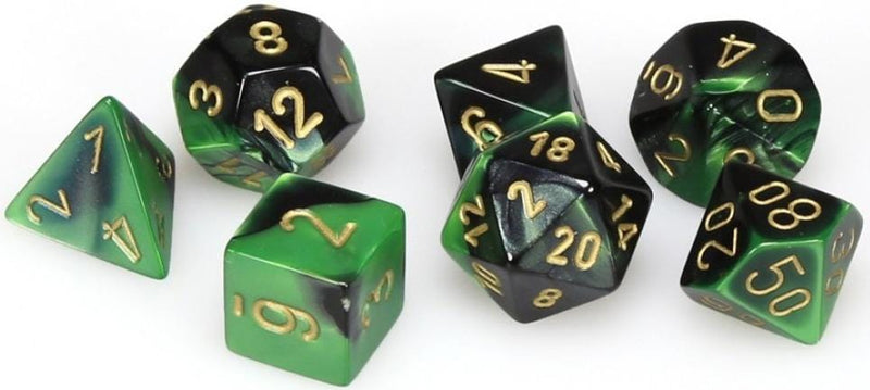 7 Polyhedral Dice Set Gemini Black-Green / Gold - CHX26439