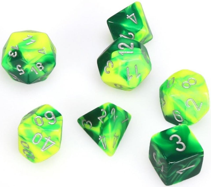 7 Polyhedral Dice Set Gemini green-yellow - CHX26454