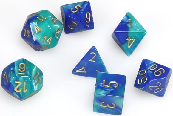 7 Polyhedral Dice Set Gemini Blue-Teal/Gold - CHX26459