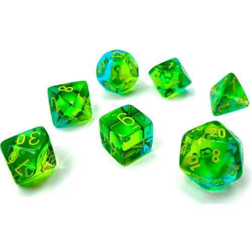 7 Polyhedral Dice Set Translucent Green-Teal/yellow - CHX26466