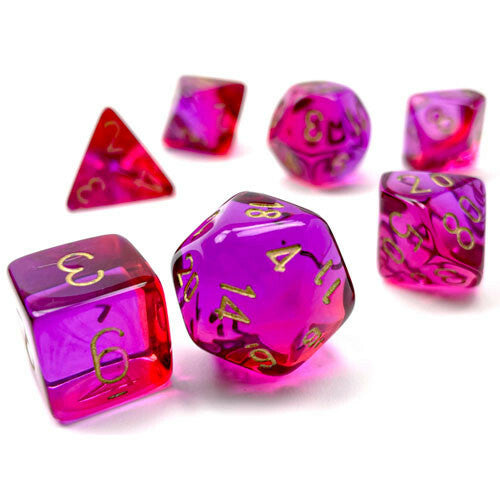 7 Polyhedral Dice Set Translucent Red-Violet/gold - CHX26467
