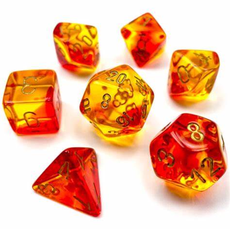 7 Polyhedral Dice Set Translucent Red-Yellow/gold - CHX26468