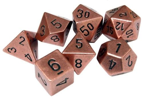 7 Polyhedral Dice Set Solid Metal Copper - CHX27024