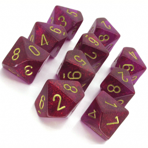 10 D10 Borealis Dice Magenta with gold - CHX27224 - Abyss Game Store