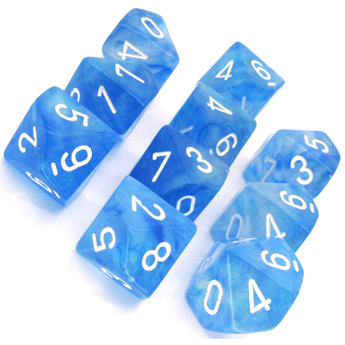 10 D10 Borealis Dice Sky Blue with White - CHX27226 - Abyss Game Store