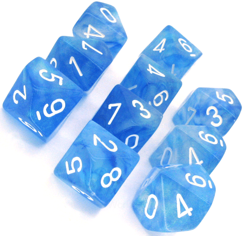 10 D10 Borealis Dice Sky Blue with White - CHX27226 - Abyss Game Store