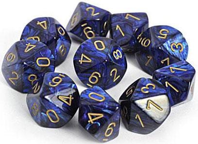 10 D10 Scarab Dice Royal Blue with Gold - CHX27227 - Abyss Game Store