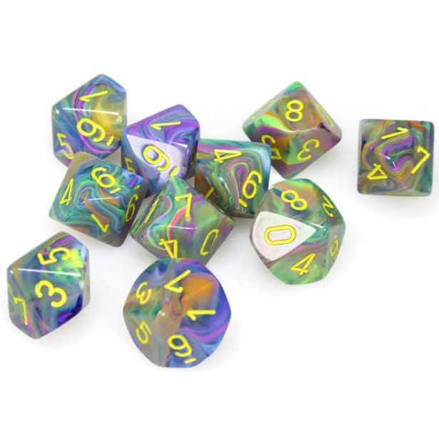 10 D10 Festive Dice Rio with Yellow - CHX27249 - Abyss Game Store
