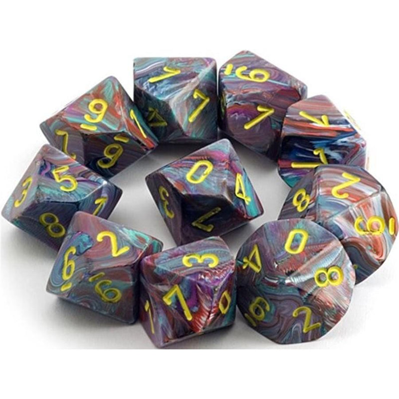 10 D10 Festive Dice Mosaic Yellow - CHX27250 - Abyss Game Store