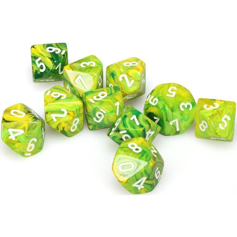 10 D10 Vortex Dice Dandelion with white - CHX27252 - Abyss Game Store