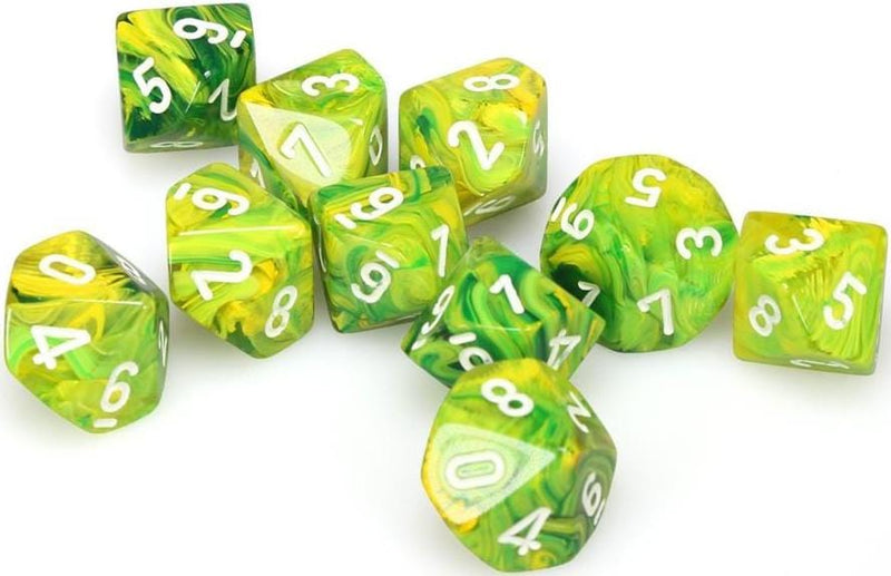 10 D10 Vortex Dice Dandelion with white - CHX27252 - Abyss Game Store