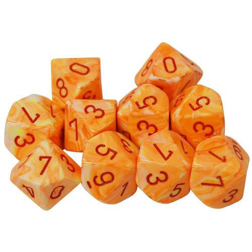 10 D10 Festive Dice Sunburst with Red - CHX27253 - Abyss Game Store