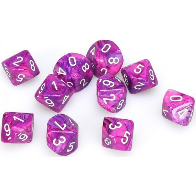10 D10 Festive Dice Violet with White - CHX27257 - Abyss Game Store